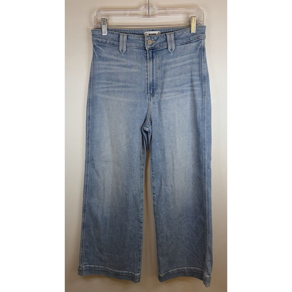 PAIGE Anessa High Rise Wide Leg Crop Jeans Women 28 Light Blue Denim High Rise
